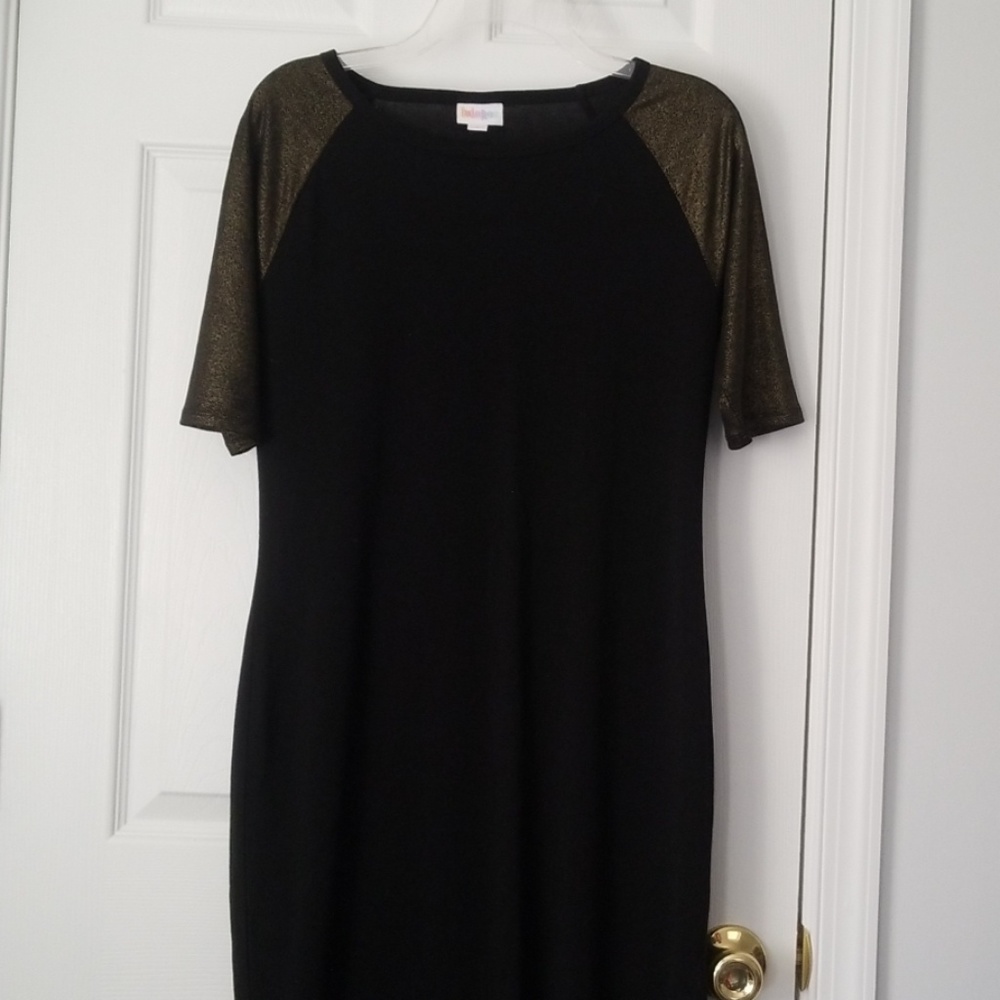 Lularoe Black Julia with bronze shoulders
